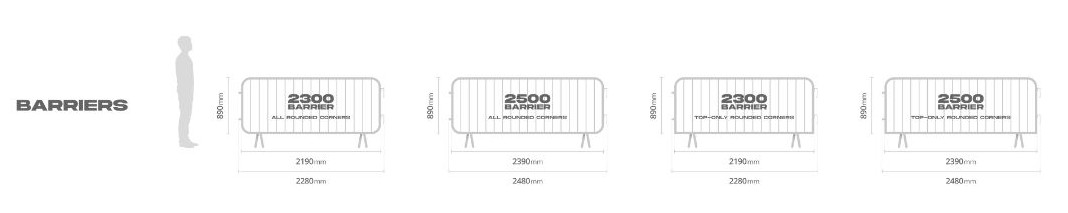 crowd barrier sizes